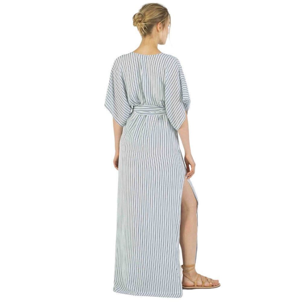 Paolita Voyage 100% Silk Striped Maxi Dress Cover Up Size Medium Missing Tie - Picture 15 of 15